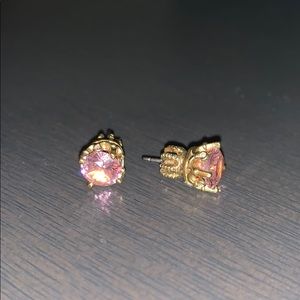 Juicy Couture pink gold crown earrings
